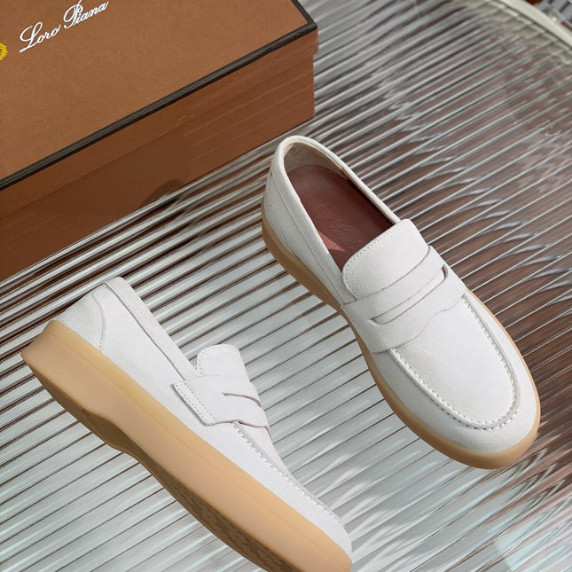 LP RETRO SUMMER  WALK LOAFERS WHITE SUEDE