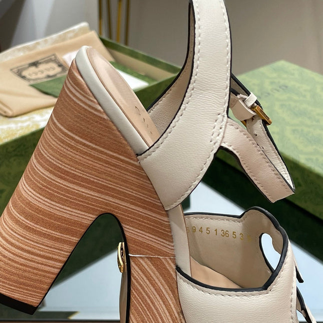 GG 120 INTERLOCKING G SANDAL WHITE CALFSKIN