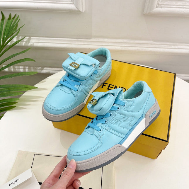 FENDI TRAINER SNEAKER IN SKY BLUE LAMBSKIN