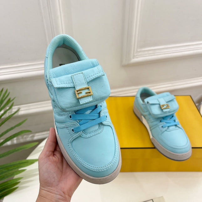 FENDI TRAINER SNEAKER IN SKY BLUE LAMBSKIN