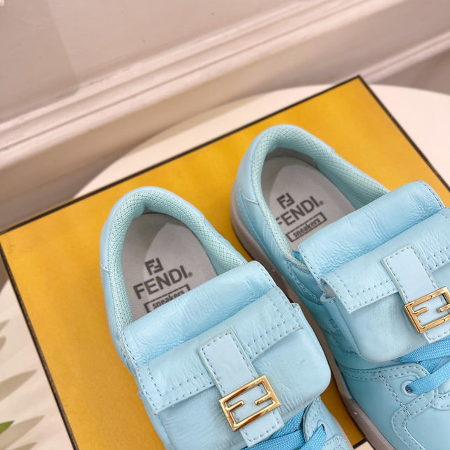 FENDI TRAINER SNEAKER IN SKY BLUE LAMBSKIN