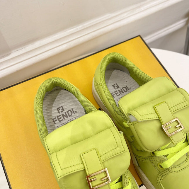 FENDI TRAINER SNEAKER IN YELLOWISH GREEN LAMBSKIN