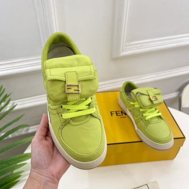 FENDI TRAINER SNEAKER IN YELLOWISH GREEN LAMBSKIN
