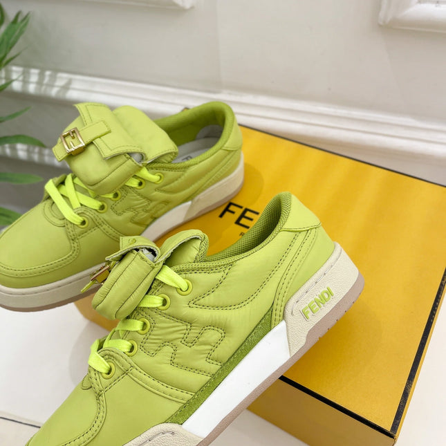 FENDI TRAINER SNEAKER IN YELLOWISH GREEN LAMBSKIN