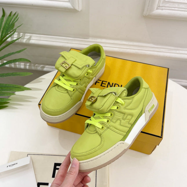 FENDI TRAINER SNEAKER IN YELLOWISH GREEN LAMBSKIN