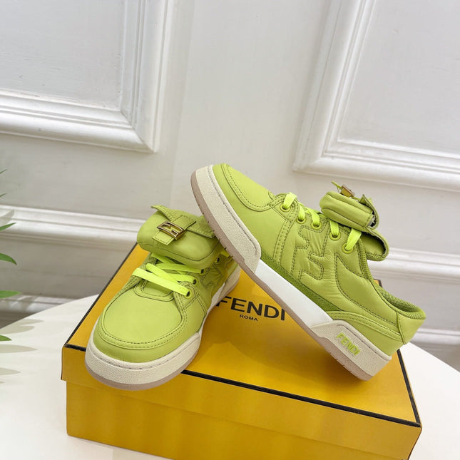 FENDI TRAINER SNEAKER IN YELLOWISH GREEN LAMBSKIN