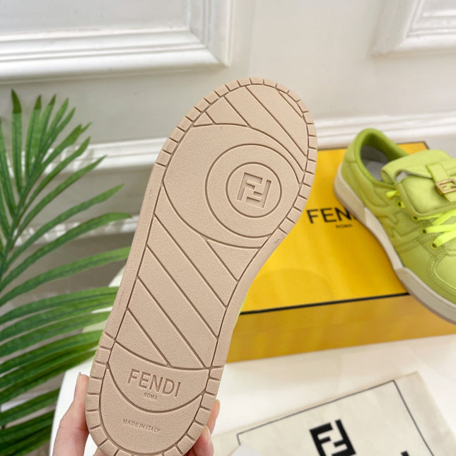 FENDI TRAINER SNEAKER IN YELLOWISH GREEN LAMBSKIN