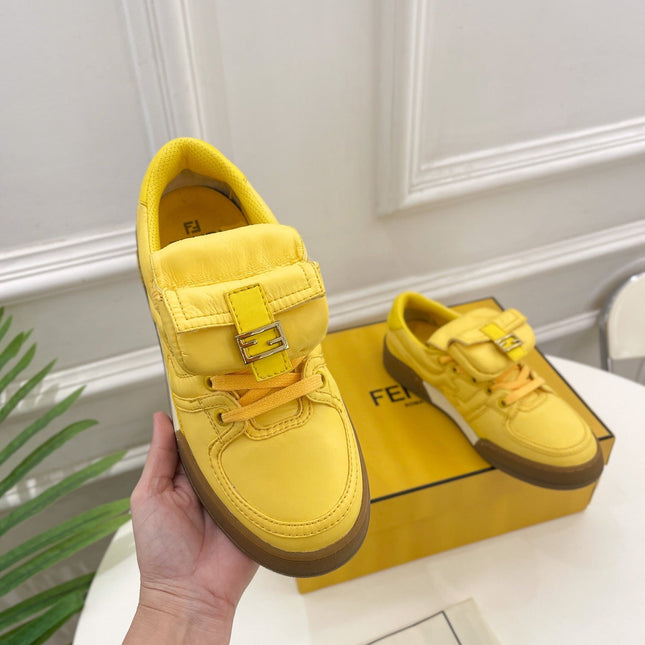 FENDI TRAINER SNEAKER IN CORN YELLOW LAMBSKIN