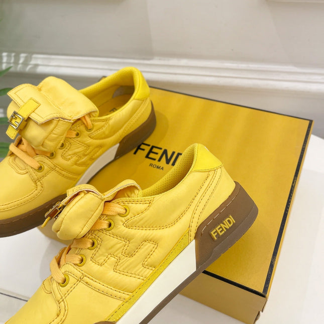 FENDI TRAINER SNEAKER IN CORN YELLOW LAMBSKIN