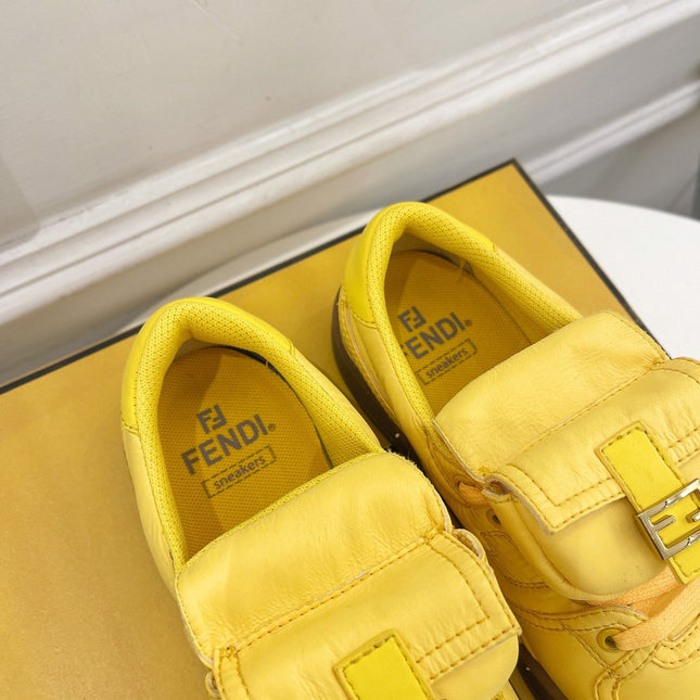 FENDI TRAINER SNEAKER IN CORN YELLOW LAMBSKIN