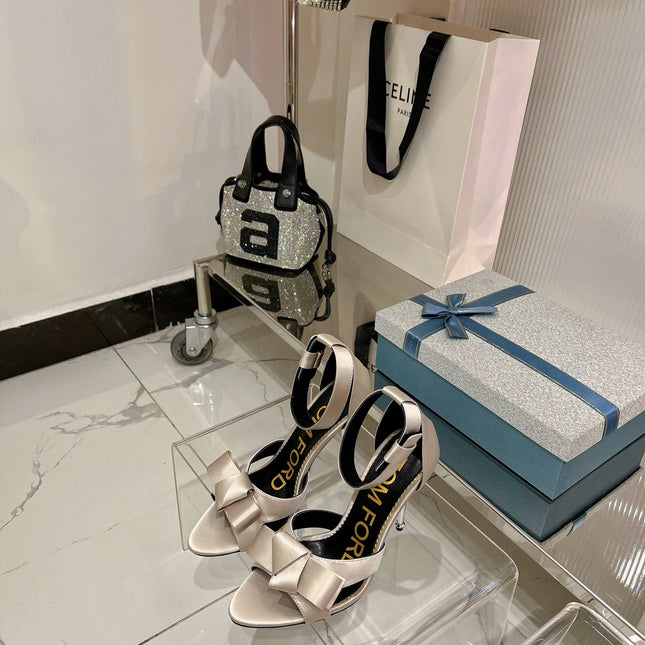 HIGH HEELS 11 CM IN GRAY PASTEL PURE SILK AND LAMBSKIN