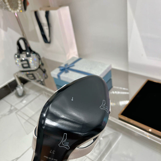 HIGH HEELS 11 CM IN GRAY PASTEL PURE SILK AND LAMBSKIN