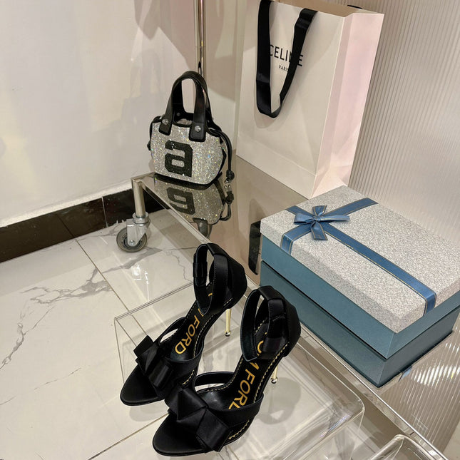 HIGH HEELS 11 CM IN BLACK PURE SILK AND LAMBSKIN