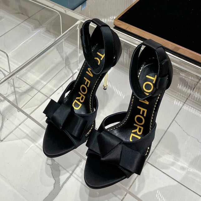 HIGH HEELS 11 CM IN BLACK PURE SILK AND LAMBSKIN