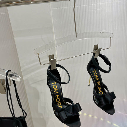 HIGH HEELS 11 CM IN BLACK PURE SILK AND LAMBSKIN