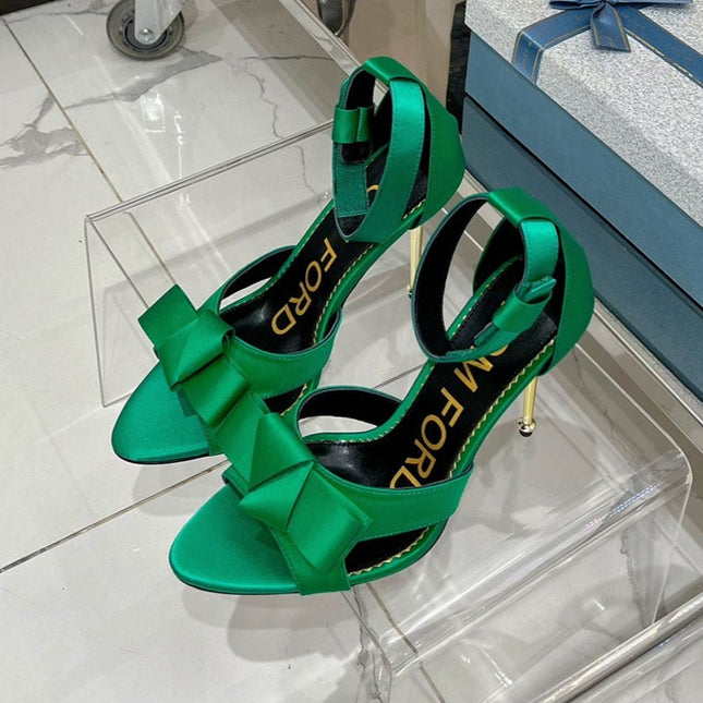 HIGH HEELS 11 CM IN COOL GREEN PURE SILK AND LAMBSKIN