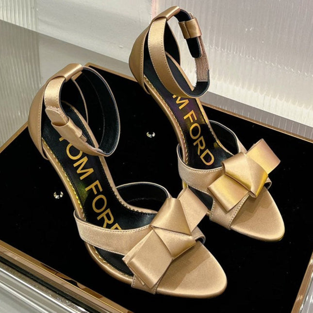 HIGH HEELS 11 CM IN FAWN GOLD PURE SILK AND LAMBSKIN