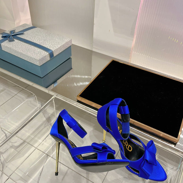 HIGH HEELS 11 CM IN COBALT BLUE PURE SILK AND LAMBSKIN