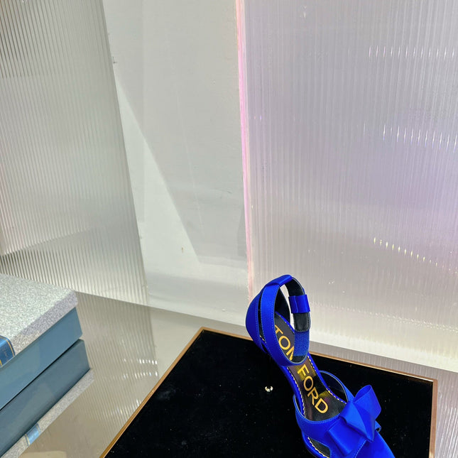 HIGH HEELS 11 CM IN COBALT BLUE PURE SILK AND LAMBSKIN