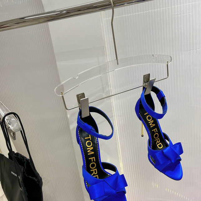 HIGH HEELS 11 CM IN COBALT BLUE PURE SILK AND LAMBSKIN