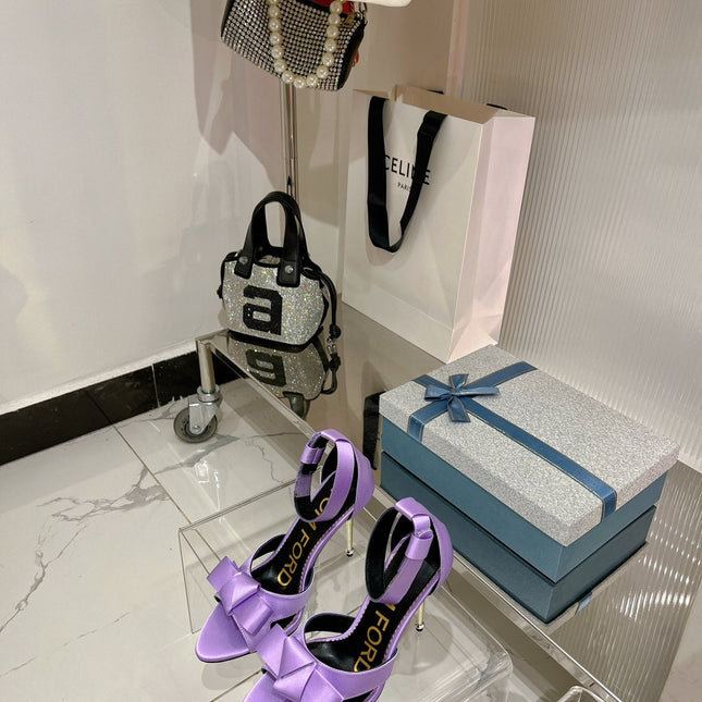 HIGH HEELS 11 CM IN IRIS PURPLE PURE SILK AND LAMBSKIN