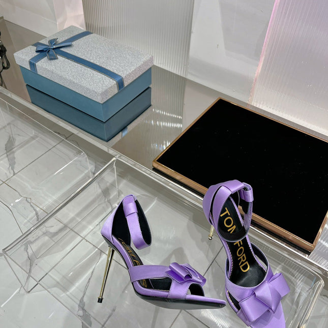 HIGH HEELS 11 CM IN IRIS PURPLE PURE SILK AND LAMBSKIN