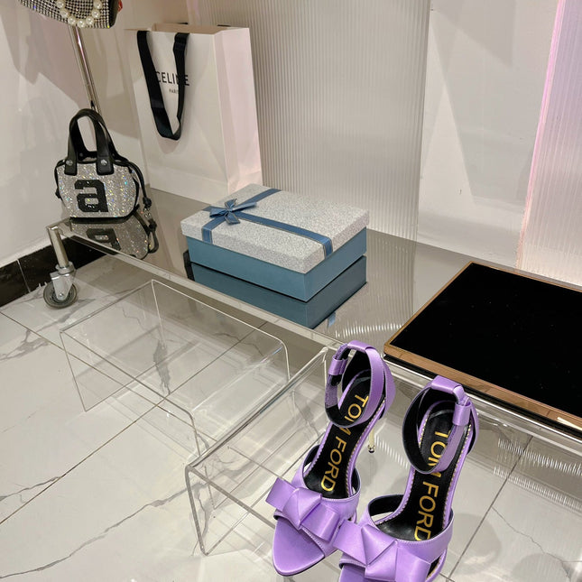 HIGH HEELS 11 CM IN IRIS PURPLE PURE SILK AND LAMBSKIN