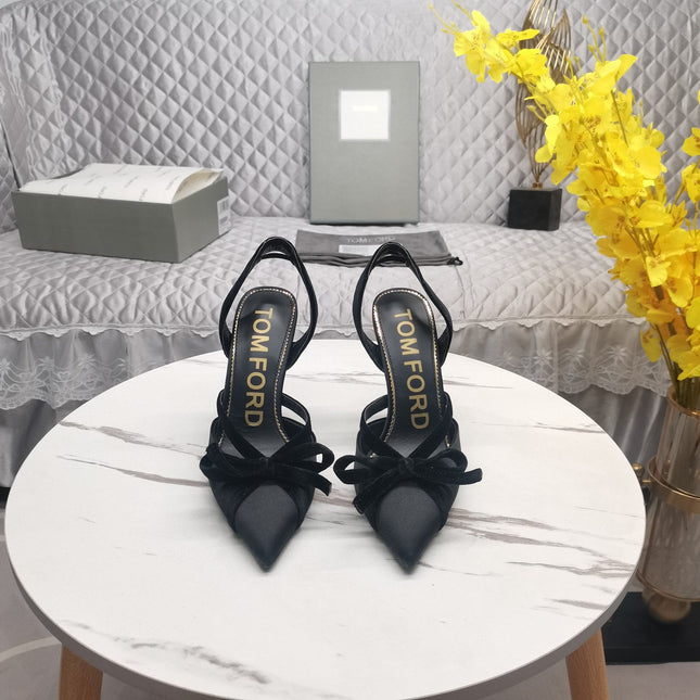 SLINGBACK PUMPS 10 CM IN BLACK SILK AND SUEDE