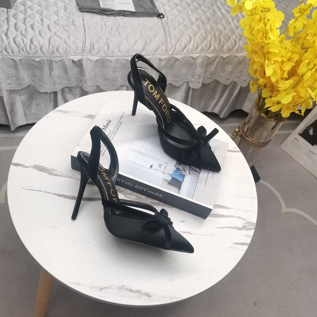 SLINGBACK PUMPS 10 CM IN BLACK SILK AND SUEDE