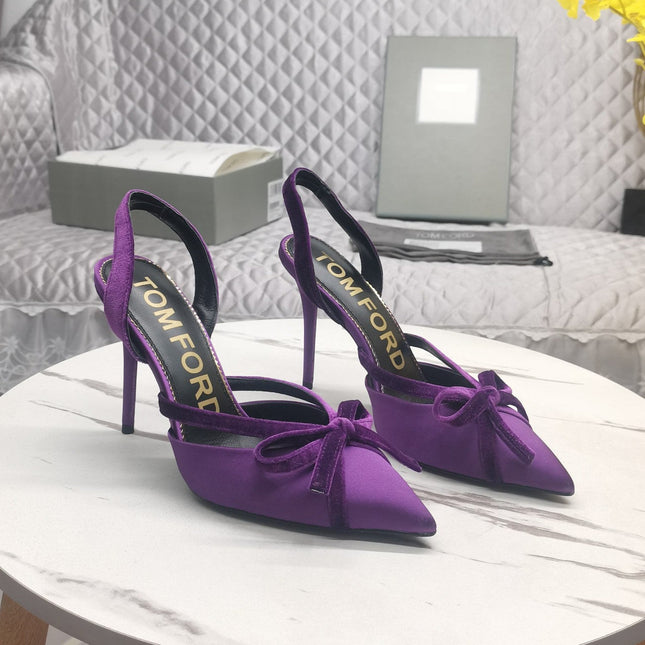 SLINGBACK PUMPS 10 CM IN PALATINATE PURPLE SILK AND SUEDE