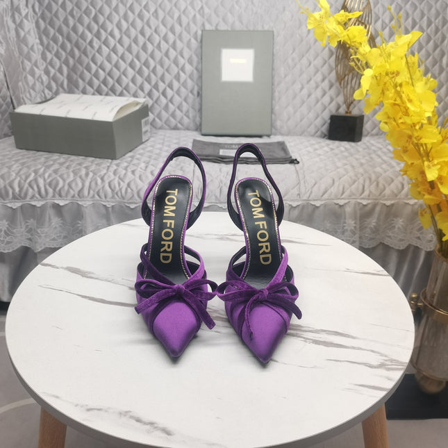 SLINGBACK PUMPS 10 CM IN PALATINATE PURPLE SILK AND SUEDE
