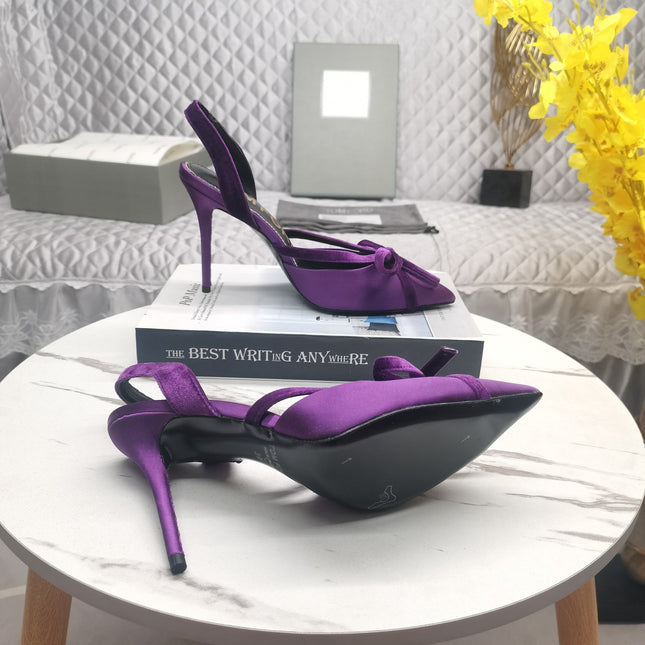 SLINGBACK PUMPS 10 CM IN PALATINATE PURPLE SILK AND SUEDE