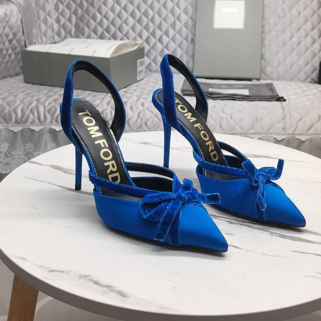 SLINGBACK PUMPS 10 CM IN COBALT BLUE SILK AND SUEDE