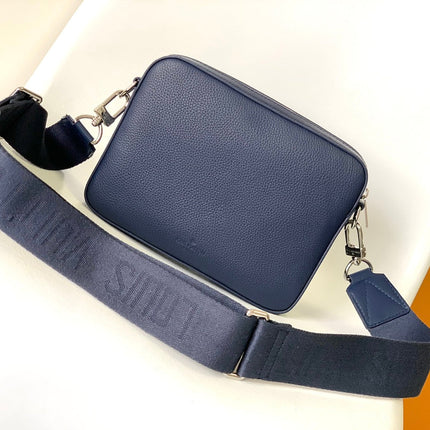 LV 25S FASTLINE MESSENGER BAG 23 IN DARK BLUE CALFSKIN
