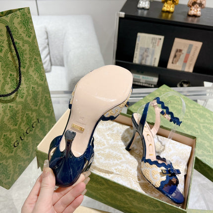 GG HIGH - HEEL SANDAL AZURE FABRIC ATTACH BOW