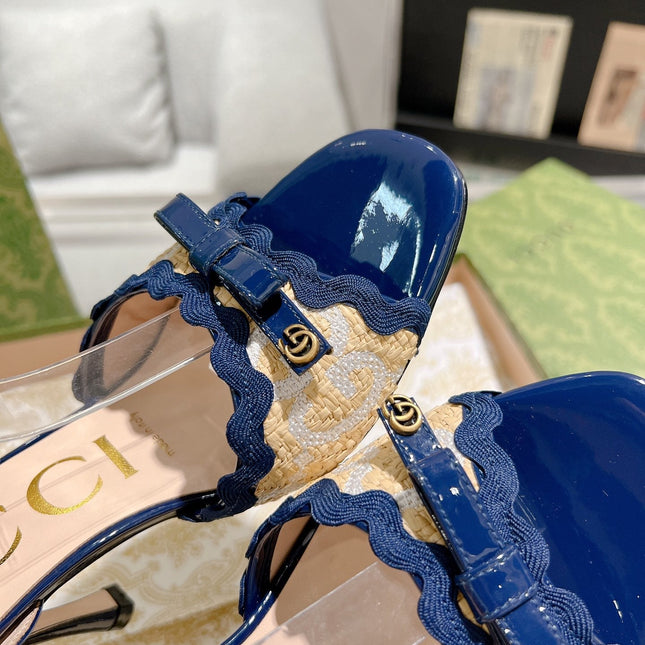 GG HIGH - HEEL SANDAL AZURE FABRIC ATTACH BOW