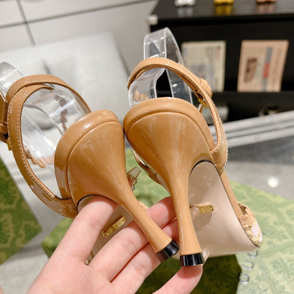 GG HIGH - HEEL SANDAL TAWNY FABRIC ATTACH BOW