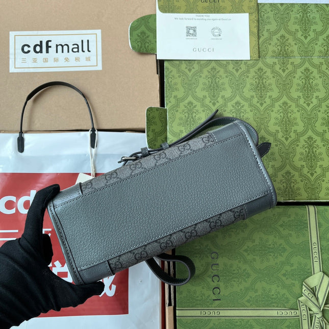 OPHIDIA MESSENGER BAG 35 IN GREY BLACK GG CALFSKIN