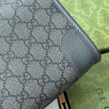 OPHIDIA MESSENGER BAG 35 IN GREY BLACK GG CALFSKIN