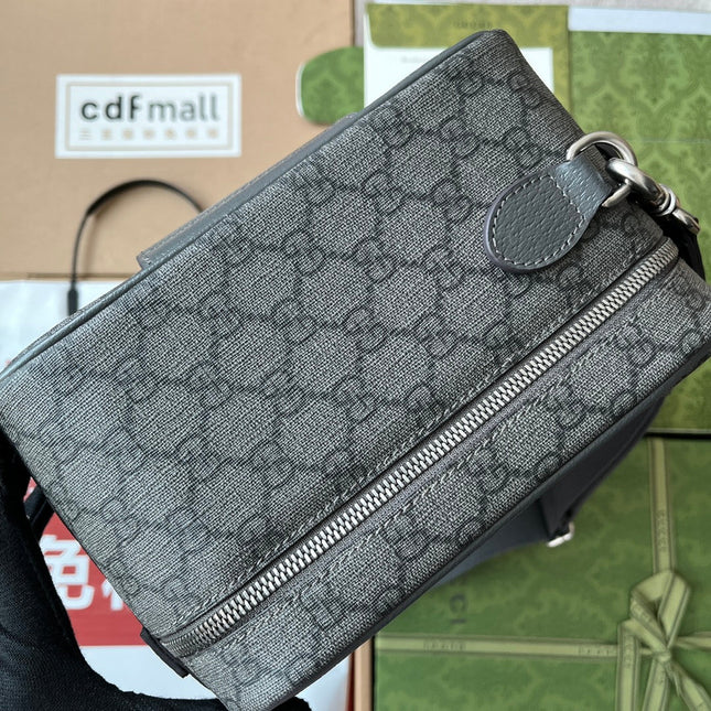 OPHIDIA SHOULDER BAG 36 IN DARK GREY GG CALFSKIN