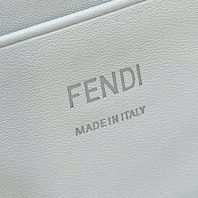 FENDI 19 BAGUETTE BAG IN BLACK MIX WHITE CANVAS WITH GOLD HARDWARE