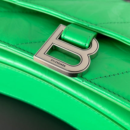 CRUSH CHAINED BAG 25 IN GREEN QUILTED CRUSHED CALFSKIN SILVER HARDWARE