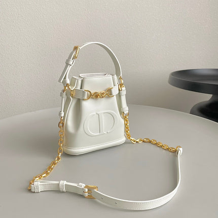 SMALL C'EST 18 IN WHITE CD-EMBOSSED CALFSKIN
