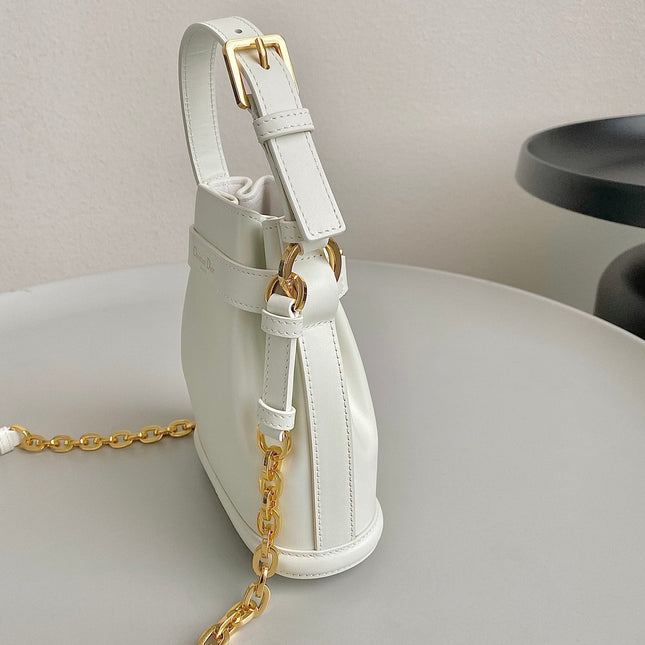 SMALL C'EST 18 IN WHITE CD-EMBOSSED CALFSKIN