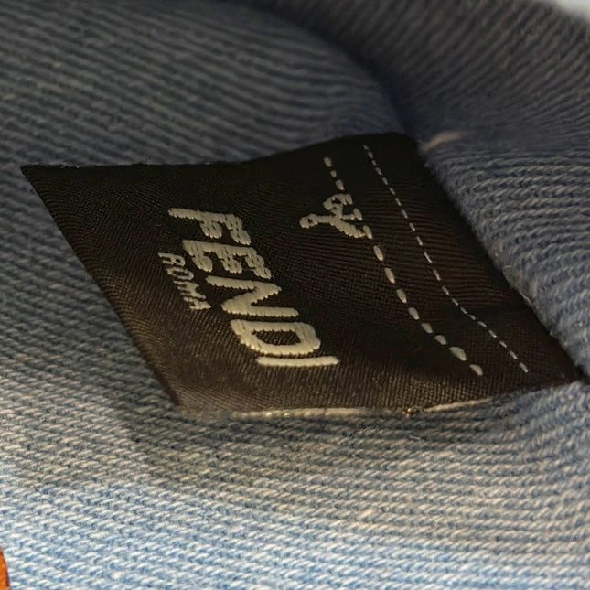 FENDI 19 BAGUETTE BAG IN LIGHT BLUE CANVAS WITH SILVER HARDWARE
