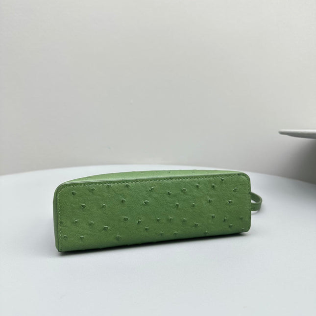 EXTRA POCKET L19 IN JUNGLE GREEN OSTRICH LEATHER