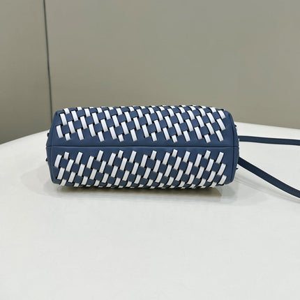FENDI 26 FIRST SMALL IN MIDNIGHT BLUE MIX WHITE CALFSKIN SILVER HARDWARE