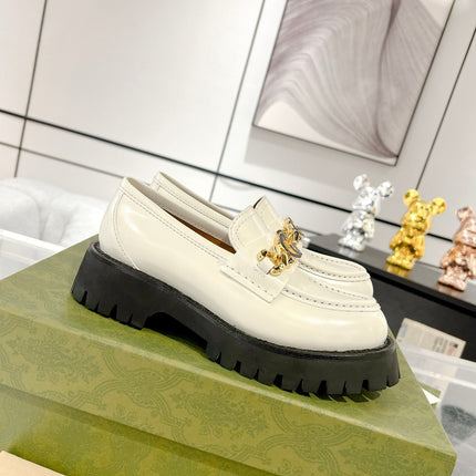 GG LOAFER WITH GG CHAINS WHITE CALFSKIN
