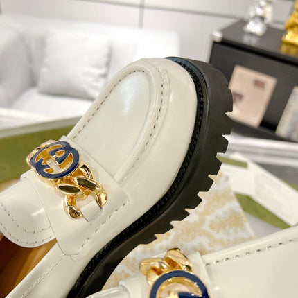 GG LOAFER WITH GG CHAINS WHITE CALFSKIN