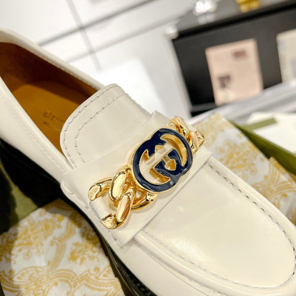 GG LOAFER WITH GG CHAINS WHITE CALFSKIN